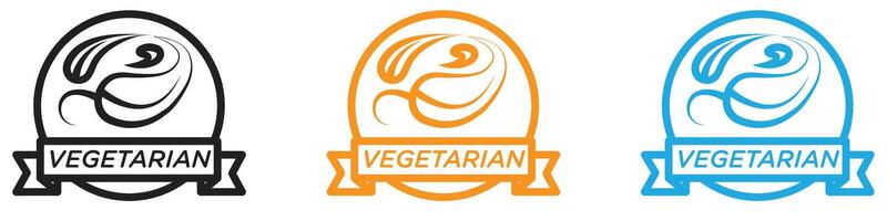 Vegetarian food diet logo set collection for web app ui vector