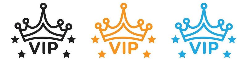 Vip text with crown logo set collection for web app ui vector