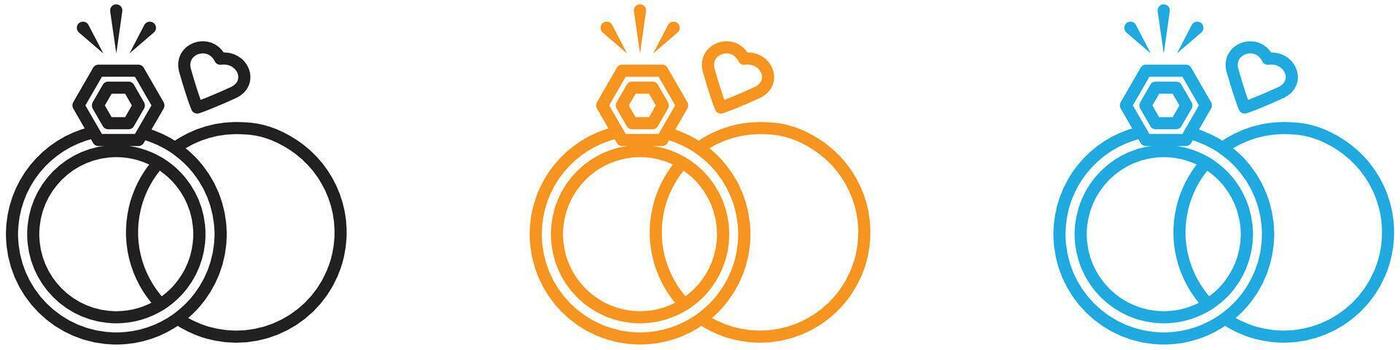 Boda anillo logo conjunto colección para web aplicación ui vector