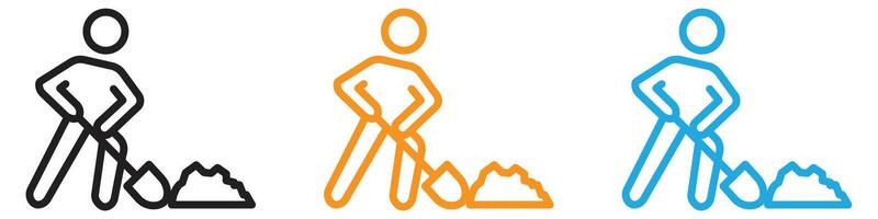 Worker digging logo set collection for web app ui vector