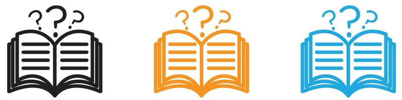 book with question mark logo set collection for web app ui vector