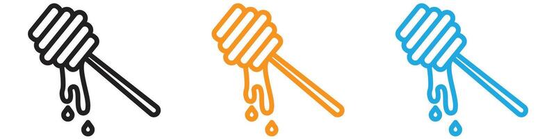 honey dipper logo set collection for web app ui vector