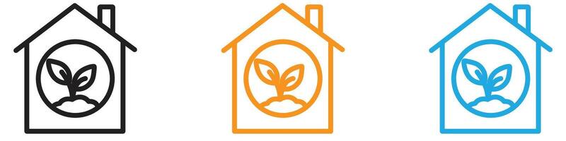 indoor plant inside house logo set collection for web app ui vector