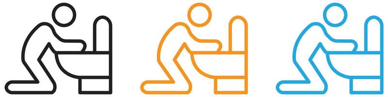 vomiting in bathroom logo set collection for web app ui vector