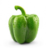 green bell pepper with a bite out of it on transparent background png