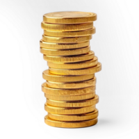gold coins stacked on top of each other on transparent png