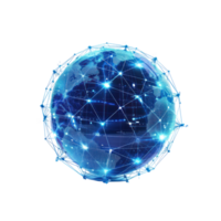 an abstract globe with connected lines and dots on it on transparent background png
