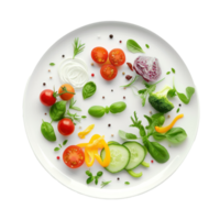 fresh vegetables on a plate, isolated on transparent background png