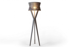 a floor lamp with a gray shade on top on transparent background png