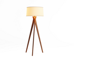 a floor lamp with a white shade on top transparent background png