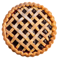 a pie with a lattice pattern on top of on transparent background png