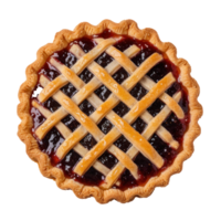 a pie with a lattice pattern on top of on transparent background png