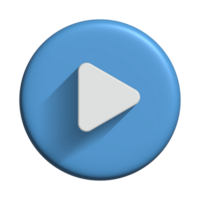 Media player icon audio symbol with 3d blue button design for element png