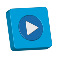 3d realistic blue playing multimedia button icon design for element png