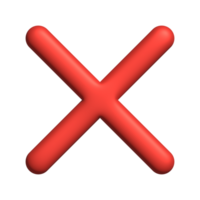 3d red icon cancel or wrong symbol with cross sign for element png