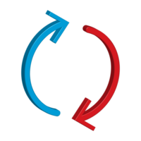 Red and blue arrow looping symbol in circle direction realistic 3d icon design for element png