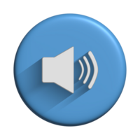 Media player icon audio symbol with 3d blue button design for element png
