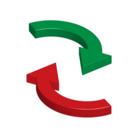 3d arrow icon cycle direction of green and red refresh symbol design for element png