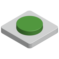 Green round push button switch realistic 3d with glossy metallic design for element png