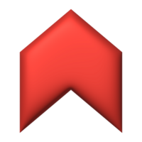 Red arrow upward direction symbol realistic 3d icon design for element png