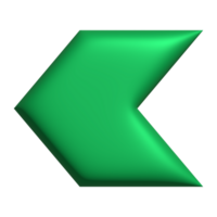 Green arrow pointing left direction symbol realistic 3d icon design for element png