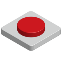 Red round push button switch realistic 3d with glossy metallic design for element png