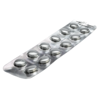 Isolated tablets in aluminum foil strip over transparent background png