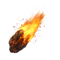 A meteorite's fiery descent is captured against a transparent canvas png