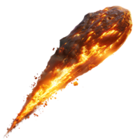 A meteorite's fiery descent is captured against a transparent canvas png
