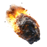 A meteorite's fiery descent is captured against a transparent canvas png