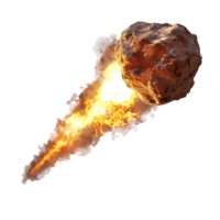 A meteorite's fiery descent is captured against a transparent canvas png