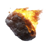A meteorite's fiery descent is captured against a transparent canvas png