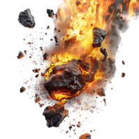 A meteorite's fiery descent is captured against a transparent canvas png