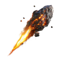 A meteorite's fiery descent is captured against a transparent canvas png