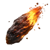 A meteorite's fiery descent is captured against a transparent canvas png