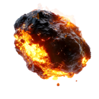 A meteorite's fiery descent is captured against a transparent canvas png