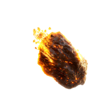A meteorite's fiery descent is captured against a transparent canvas png