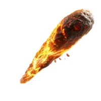 A meteorite's fiery descent is captured against a transparent canvas png