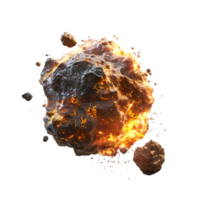 A meteorite's fiery descent is captured against a transparent canvas png
