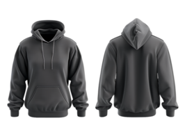 A set of hoodies showcasing both front and back views against a transparent background png