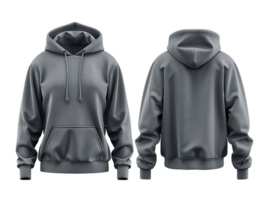A set of hoodies showcasing both front and back views against a transparent background png