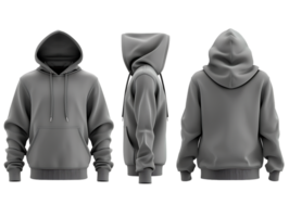 A set of hoodies showcasing both front and back views against a transparent background png