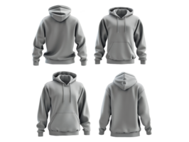 A set of hoodies showcasing both front and back views against a transparent background png