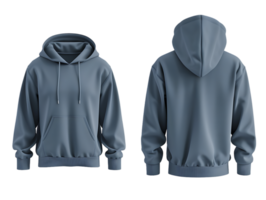 A set of hoodies showcasing both front and back views against a transparent background png