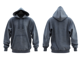 A set of hoodies showcasing both front and back views against a transparent background png