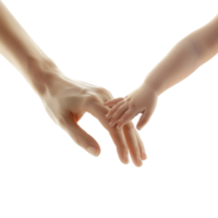 A hand tenderly holding a baby's hand, depicted alone against a transparent background png