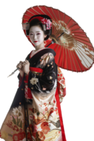 Japanese geisha isolated on transparent png