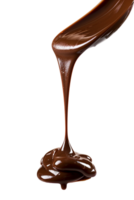 Isolated flowing melted chocolate against transparent background png