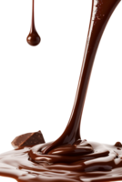 Isolated flowing melted chocolate against transparent background png