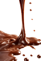Isolated flowing melted chocolate against transparent background png